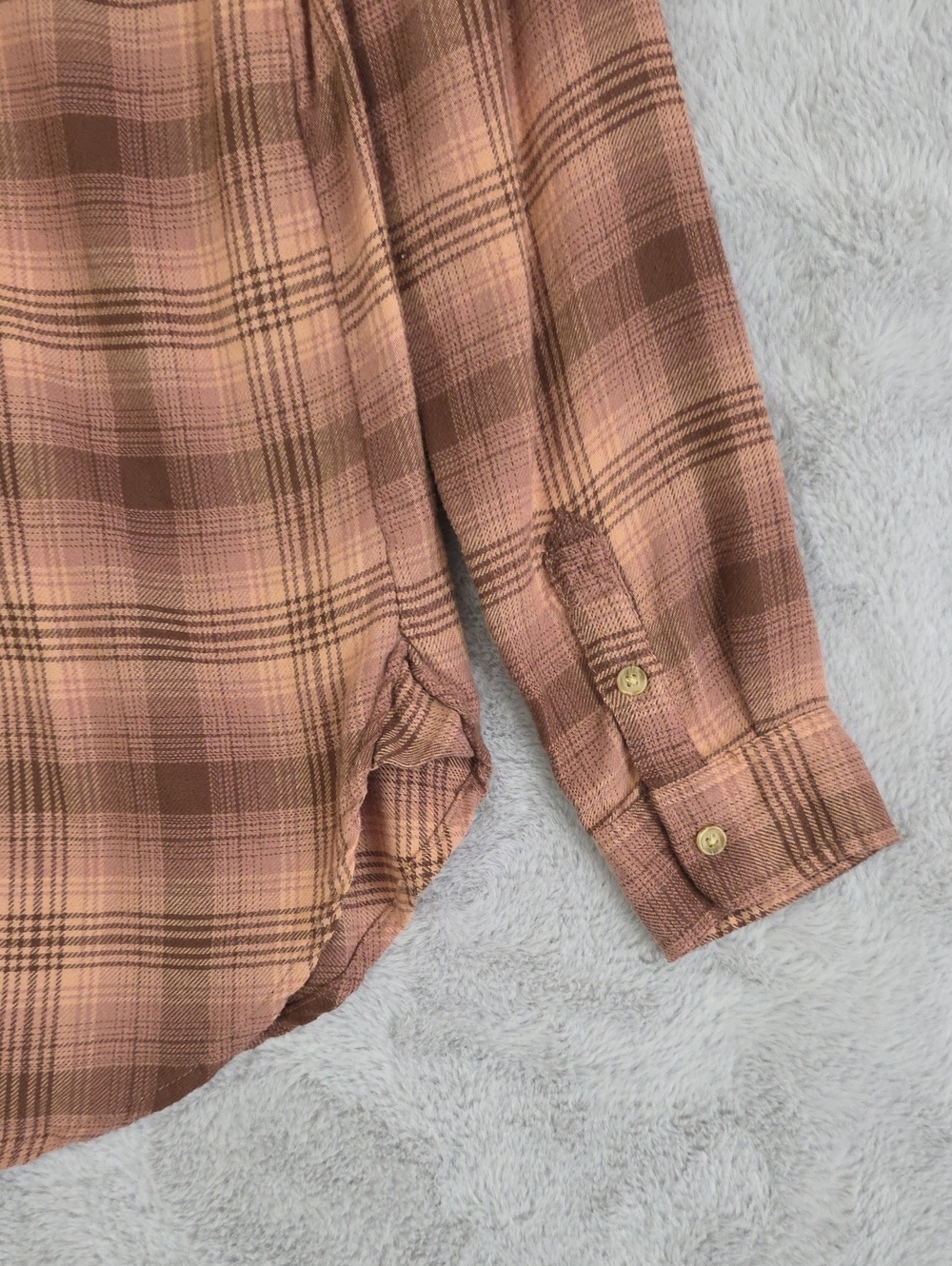 American Eagle Outfitters Boyfriend Fit Flannel Shirt XS Pink Brown Plaid Amazin - Picture 11 of 14